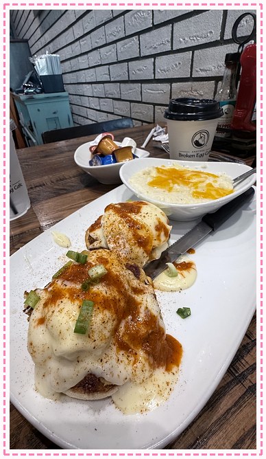 crab cake eggs benedict and cheese grits