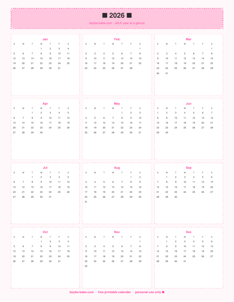 2026 year at a glance