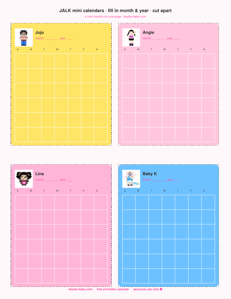 JALK mini calendars