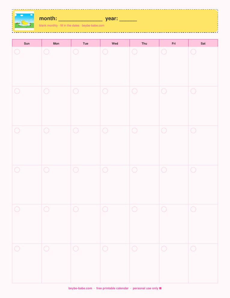Blank monthly planner