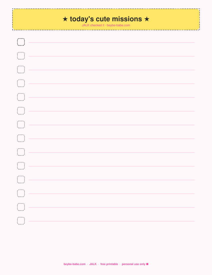 Cute missions to-do list