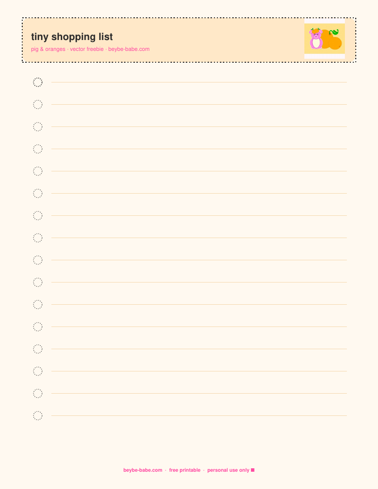 Pig & oranges list