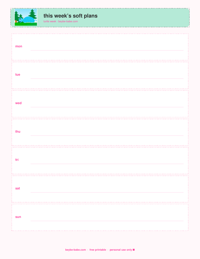 Turtle weekly planner