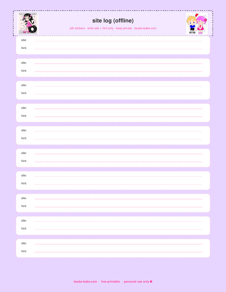 Site log (offline)